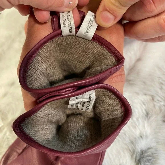 Vintage Gloves Mauve Pink Italian Leather 100% Cashmere Lining Size 6 - Picture 12 of 14